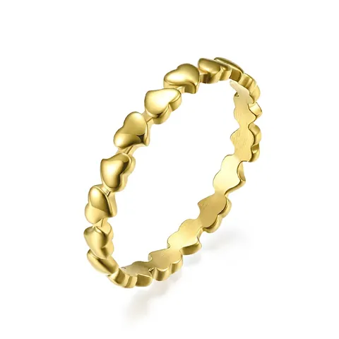 Anillo De Corazón De Acero Inoxidable Para Mujer Pulido Simple Romántico Banda Hueca Accesorio De Joyería Minimalista