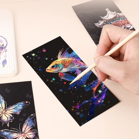 Regenbogen Kratzbild Lesezeichen Basteln Aktivitäten Buntes Magisches Papier Zeichenkarten Mit Holzstift Kinder Schreibwaren