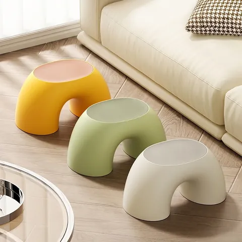 Tabouret En Plastique Arc En Ciel Nordique Créatif Repose Pieds Épais En Forme De U Banc De Changement De Chaussures Antidérapant Maison
