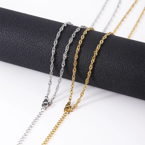 Stainless Steel Water Wave Chain Necklace Gold Plated Minimalist Clavicle Singapore Chain For Women Elegant Accessory