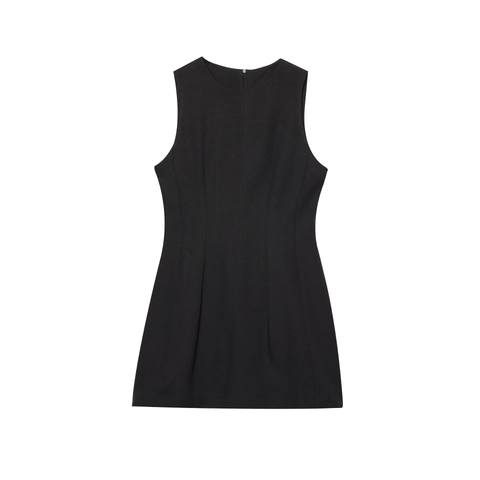 Sleeveless A-Line Mini Dress Polyester Round Neck Back Invisible Zipper Elegant Solid Color Chic Celebrity Style For Women