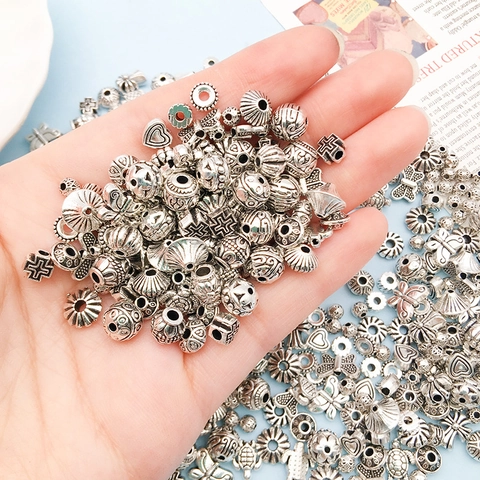 Antiksilber Zinklegierung Abstandsperlen Vintage Tibetischer Stil Für DIY Schmuckherstellung Halsketten Herz Kreuz Schmetterling