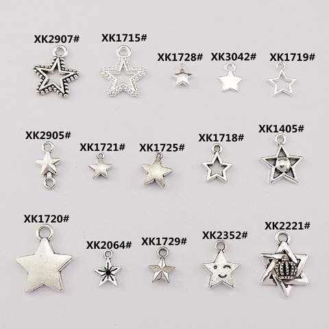 Antique Silver Star Charms Zinc Alloy Hollow Solid Pendants For DIY Jewelry Making Bracelet Necklace Earrings Retro Accessories
