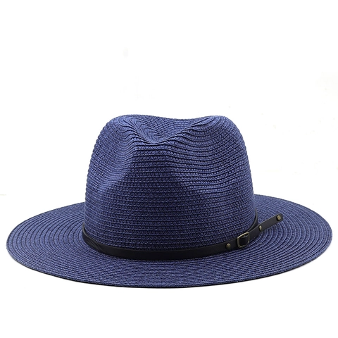 Sombrero Panama Fedora Clásico Paja De Papel Ala Ancha Transpirable Protección Solar Playa Verano Con Cinturón Cuero