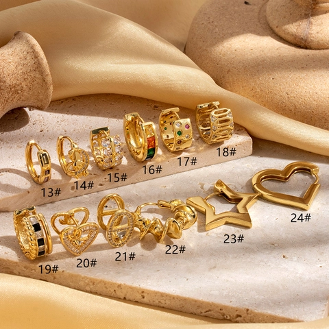 Strass Herz Stern Knorpel Ohrring Reifen Kupfer Vergoldet Piercing Schmuck Für Frauen Mode