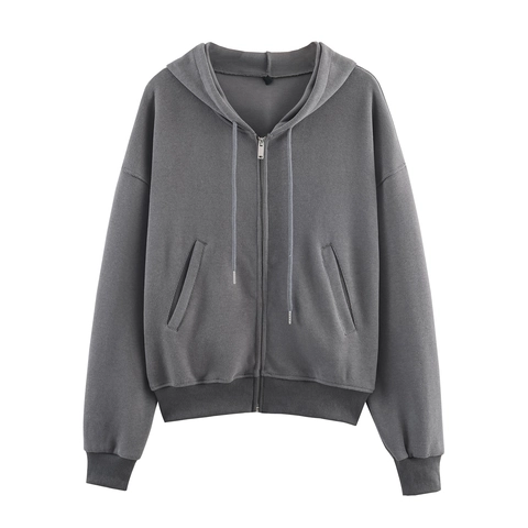 Women Two Piece Set Ribbed Knit Zip Up Hoodie And Wide Leg Pants Cotton Blend Casual Loungewear Streetwear Outfit