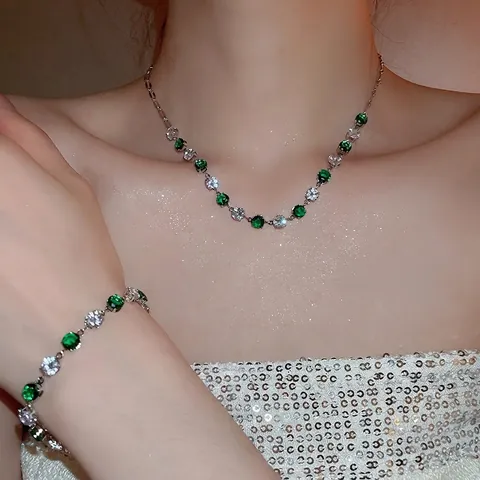 Collana E Bracciale Con Pendente Rotondo In Rame E Zircone Gioielli Eleganti Moda Brillante Regalo Per Donne