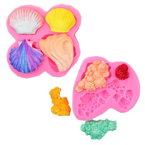 Shell Coral Shape Silicone Mold Ocean Theme Fondant Cake Chocolate DIY Craft Baking Tool Novelty