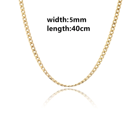 Collana Con Ciondolo In Zircone Rettangolare Placcata Oro 18K Catena A Serpente In Rame E Maglia Gourmette In Acciaio Inossidabile