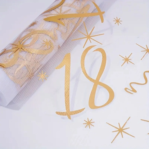 Tischläufer Netz Tüll Goldfolie Sternmuster Geburtstag Jubiläum Party Dekoration Festlich Elegant Feier