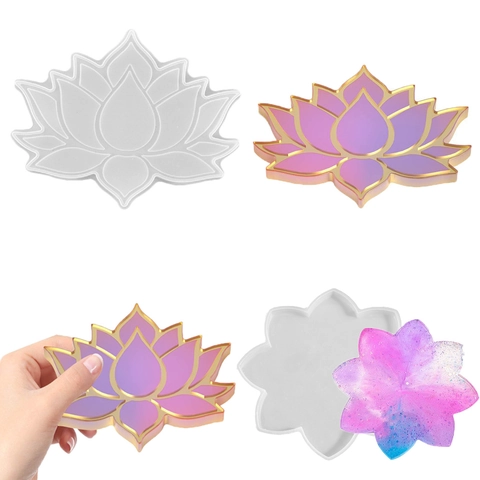 Lotus Flower Silicone Coaster Mold For Resin Casting DIY Handmade Craft Home Decoration Heat Resistant Flexible