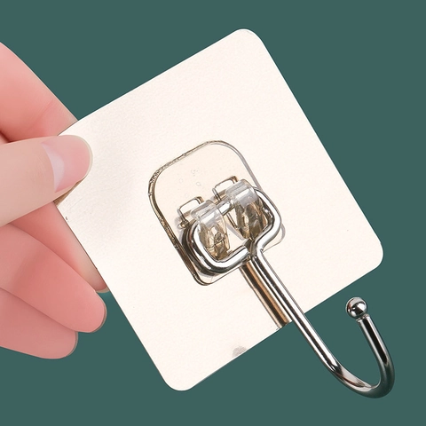 Heavy Duty Transparent Adhesive Hooks Punch Free Wall Mounted Coat Hat Hanger For Kitchen Bathroom Home Storage