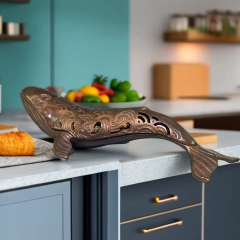Walvis Wierookbrander Legering Metaal Hol Golfpatroon Retro Wierookhouder Home Office Desktop Ornament Antieke Stijl