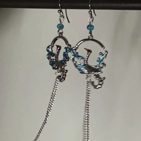 Orecchini Pendenti Con Nappa Fenice In Stile Cinese Vintage Lega Smalto Blu Geometrico Tondo Per Donna Gioielli Etnici