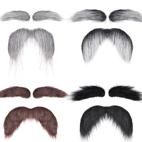 Fake Beard And Eyebrows Synthetic Fiber Realistic Facial Hair For Halloween Cosplay Party Costume Props For Men Adults