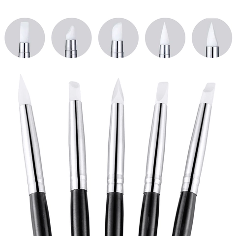 Nail Art Siliconen Pennen Snijden Reliëf Beeldhouwen Gereedschap Zacht Flexibel Siliconen Metaal Plastic DIY Manicure