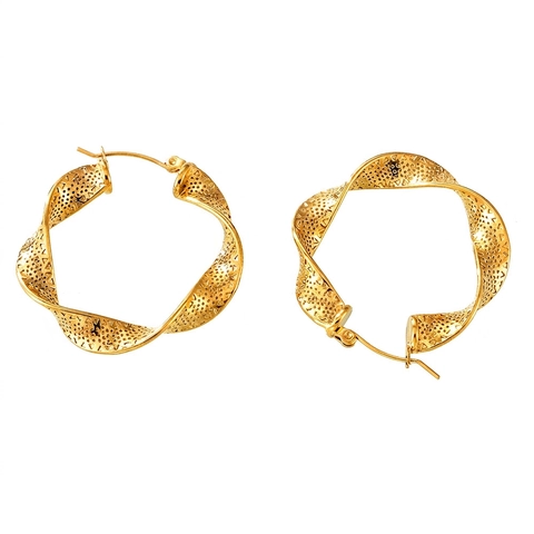 Orecchini A Cerchio Intrecciati Acciaio Al Titanio Placcato Oro Cavo Design A Nastro Geometrico Gioielli Hip Hop Per Donna