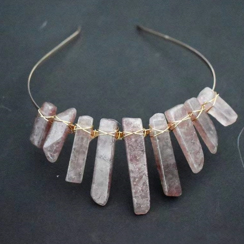 Handgemachte Naturkristall Quarz Krone Stirnband Rohstein Tiara Für Frauen Boho Haarschmuck