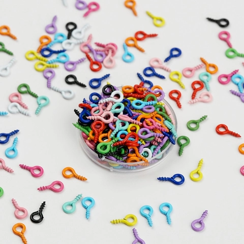 Perni Ad Occhiello Con Vite Ferro Verniciato Colorato Mini Ganci Filettati Per Creazione Di Gioielli Fai Da Te Ciondolo Portachiavi