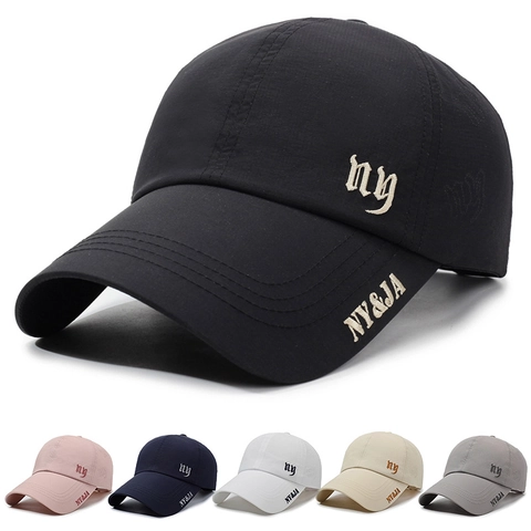Lightweight Polyester Breathable Quick Dry Baseball Cap Extended Brim Outdoor Sport Letter Embroidery Adjustable Sun Hat