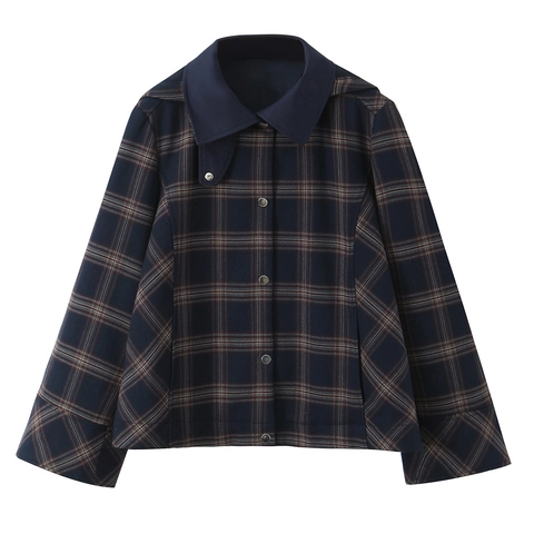 Women Plaid Hooded Jacket And Cargo Pants Casual Streetwear Polyester Long Sleeve Vintage Button Up Clothes