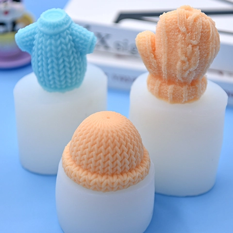 Stampo In Silicone Con Trama A Maglia Forme Di Maglione Cappello Muffola Fai Da Te Fondente Cioccolato Candela Sapone Strumento