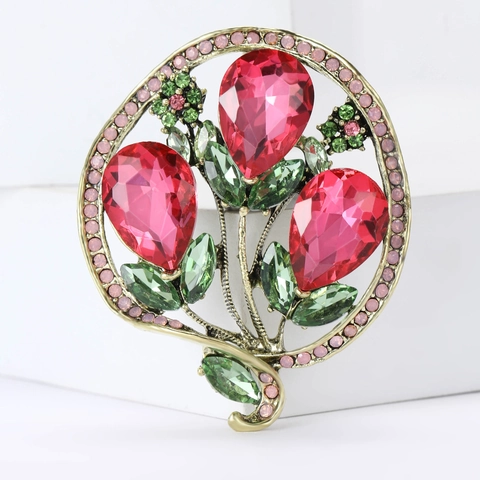 Spilla a Fiore in Lega Vintage con Strass per Donna Elegante Spilla da Risvolto Floreale Accessorio di Gioielleria per Matrimonio Festa Banchetto