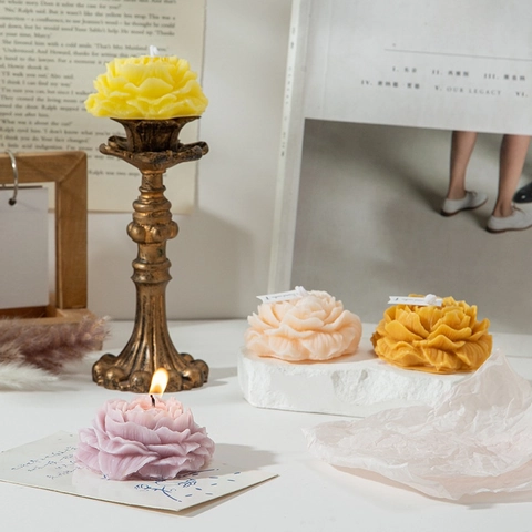 Peony Flower Shaped Scented Candle Handmade Soybean Wax Aromatherapy Home Decoration Wedding Party Gift Ins Style