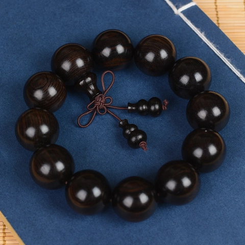 Pulsera De Cuentas De Oración Budista Madera De Granadillo Africano Ébano Natural Pulido Joyería De Meditación Mala Hombres Mujeres