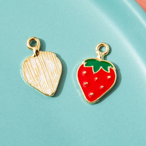 Charmes Fraise Fruit Alliage Émail Pendentifs DIY Fabrication De Bijoux Accessoires Mignon