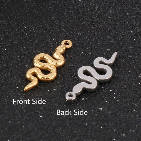 Stainless Steel Snake Charms Textured Scale Animal Pendants DIY Necklace Earring Making Hip Hop Style Jewelry Finding