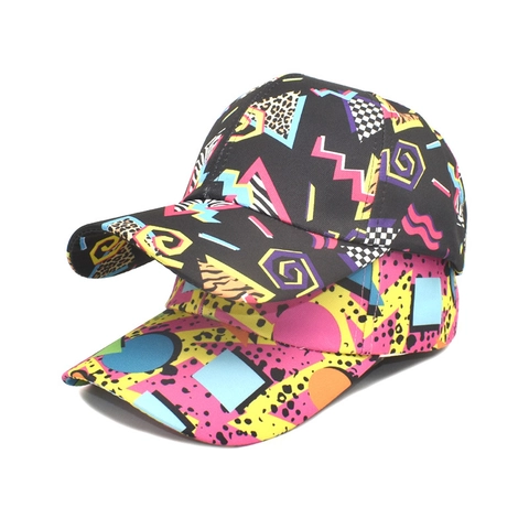 Cappello Da Baseball In Poliestere Retro Pop Art Stile Memphis Graffiti Motivo Geometrico Protezione Solare Cappello Regolabile