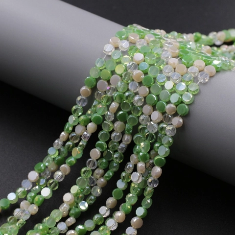 Perline In Vetro Di Cristallo Tonde Piatte Sfaccettate Colori Misti Sfumati Rivestimento AB Per Creazione Di Gioielli Fai Da Te Bracciale Collana
