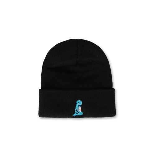 Cuffed Knit Beanie Hat With Dinosaur Embroidery Warm Acrylic Winter Skull Cap For Men Women Trendy