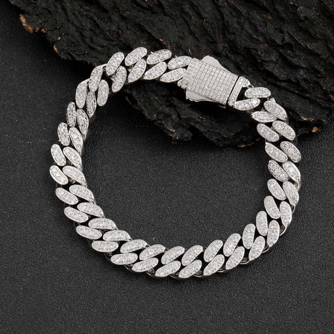Herren Hip Hop 10mm Einreihige Zirkonia Panzerarmband Kupfer Iced Out Gold Silber Vergoldet Modeschmuck Trendiges Geschenk