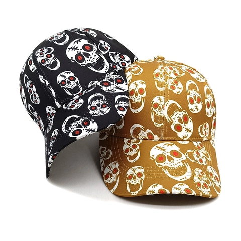 Cappello Da Baseball Con Stampa Teschio Poliestere Parasole Regolabile Halloween Street Hip Hop Unisex
