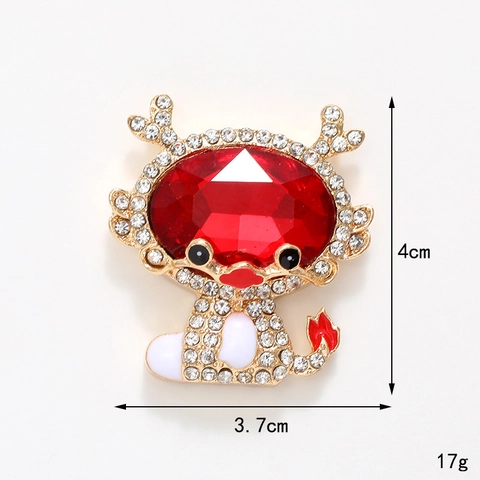 Broche De Dragón Dibujos Animados Aleación Zinc Estrás Ovalado Esmalte Accesorio Joyería DIY Para Funda Móvil Adorno Zapatos