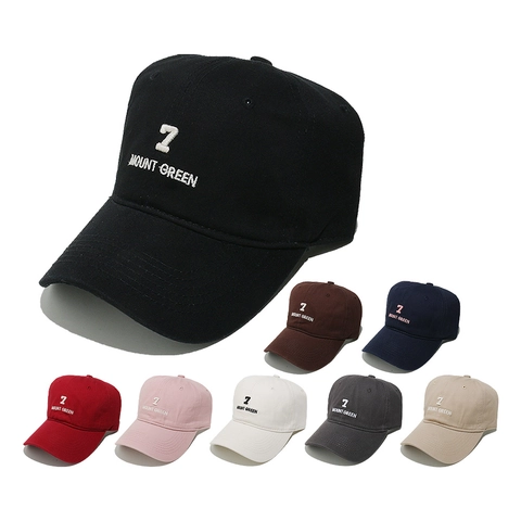 Casquette De Baseball En Coton Avec Broderie Lettre 7 Mount Green Chapeau Soleil Réglable Hommes Et Femmes Sport Décontracté