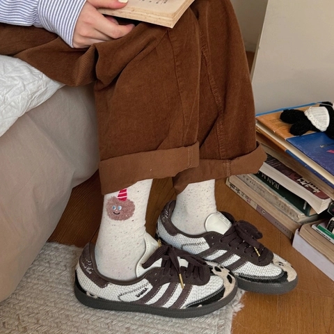 Damen Niedliche Cartoon Bär Hase Geburtstag Hut Bestickte Socken Weiche Baumwolle Gesprenkeltes Garn Crew Socken Japanischer Stil