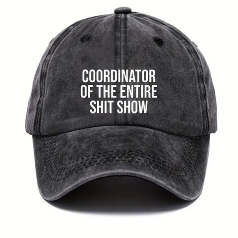Washed Cotton Baseball Cap Vintage Distressed Dad Hat Coordinator Of The Entire Shit Show Slogan Sunshade For Outdoor