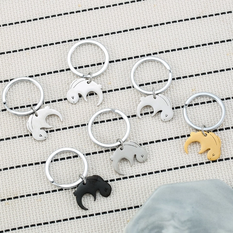 Porte-clés Lapin Emboîtable Acier Inoxydable Assorti Yin Yang Tai Chi Pendentif Décoration Sac Pour Couples
