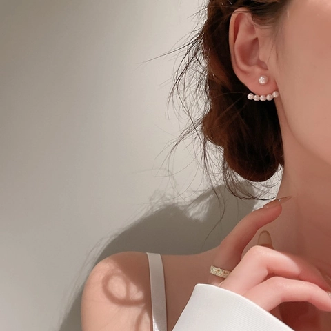 Orecchini A Giacca In Künstliche Perle Vintage Eleganti Lega Design Incurvato Per Donne Stile Retro Chic Francese