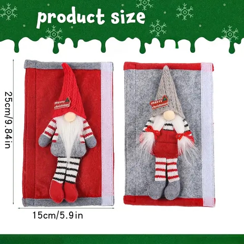 Christmas Gnome Refrigerator Handle Covers Knitted Plush Faceless Old Man Fridge Handle Protector Christmas Home Decor