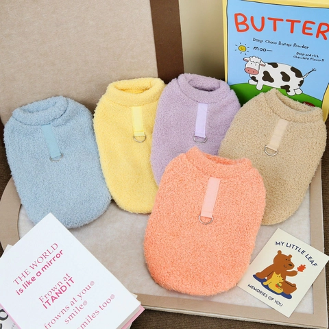 Gilet En Polaire Pour Animaux Pull Pour Chien Avec Anneau En D Velours Teddy Petit Chiot Chat Vêtement D'Hiver