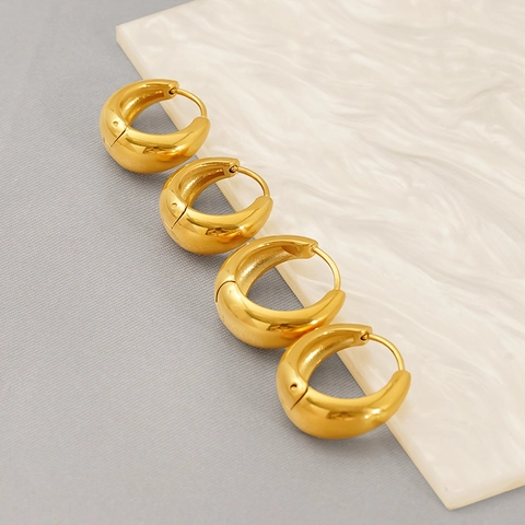 Chunky Hoop Ohrringe 18K Vergoldet Edelstahl Hochglanzpoliert Minimalistisch Geometrisch Modeschmuck Für Damen