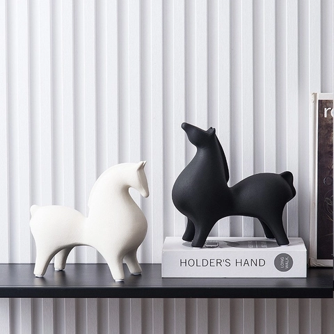 Abstract Horse Figurine Ceramic Animal Ornament Modern Minimalist Home Decor Desktop Sculpture Office Living Room Art Piece