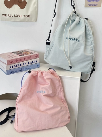 Zaino Minimalista Con Coulisse Poliestere Leggero Letra Ricamata Borsa A Tracolla Viaggio Casual Universale