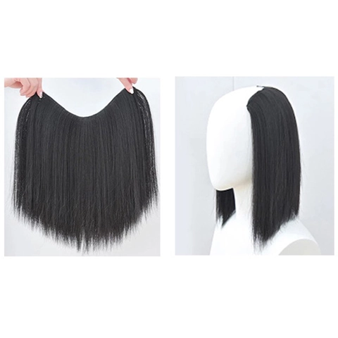 Estensione Parrucca A U Fibra Sintetica Ad Alta Temperatura Capelli Lisci Volumizzante Senza Cuciture Per Donne Con Clip