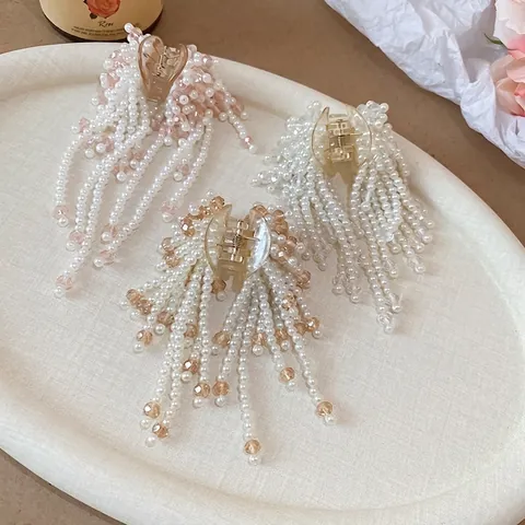 Molletta Per Capelli Con Nappa Di Künstliche Perle Artificiali Elegante Stile Francese Accessorio Fatto A Mano Per Donne