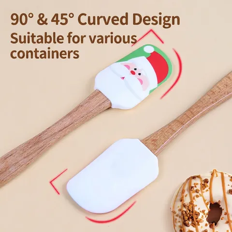 Spatule En Silicone De Noël Avec Manche En Bois Maryse Flexible Résistante À La Chaleur Pour La Pâtisserie